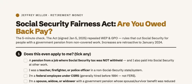 Social Security Fairness Act checklist